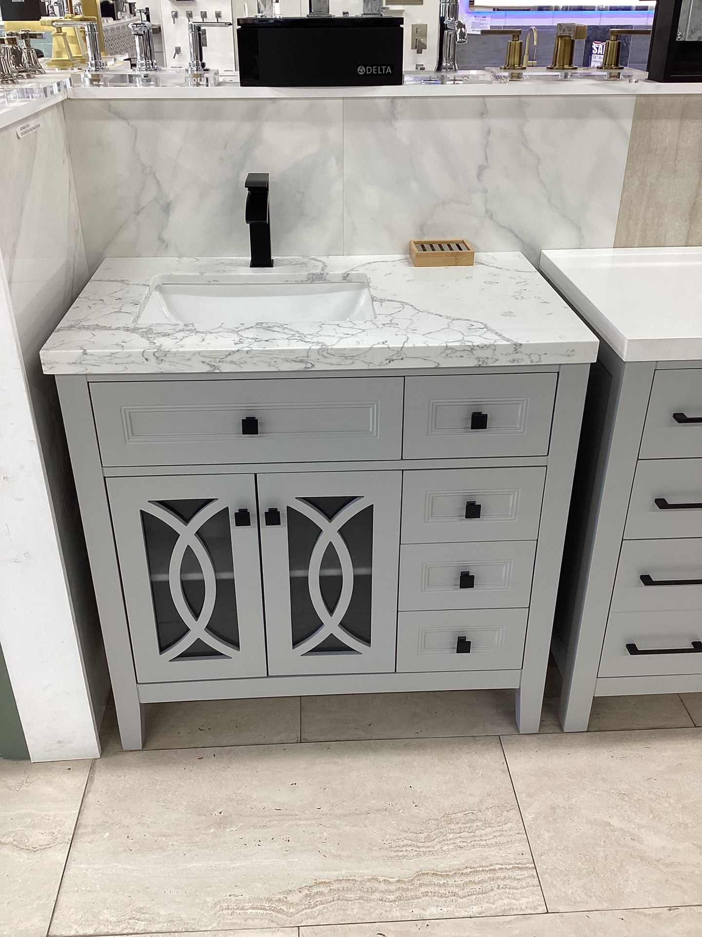 36” Bathroom Vanity Cabinet New Solid Wood Fully Assembled Softclose Drawers Doors Quartz Top Sink Attached Ready For Pick Up Today