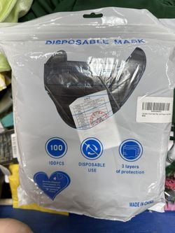 100 Disposable Black Face Masks