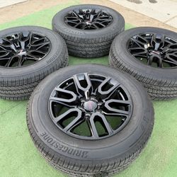 BRAND NEW GMC SIERRA/ SILVERADO WHEELS WITH NEW BRIDGESTONE TIRES 275/60R20
