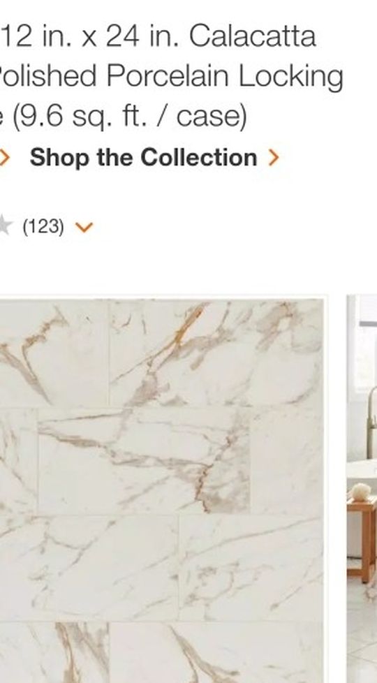 QuicTile 12 in. x 24 in. Calacatta Marble Polished Porcelain Locking Floor Tile (9.6 sq. ft. / case)
