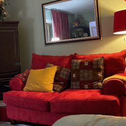 $65 Red Comfortable  Sofa with Decorative Pillows