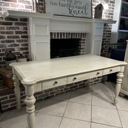 Gorgeous Refinished Writing Table / Large Desk / Dining Table with drawers