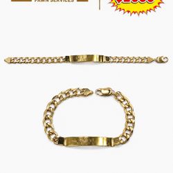 14KT CURB LINK BLANK I.D. BRACELET, 11.5 GRAMS, 8”