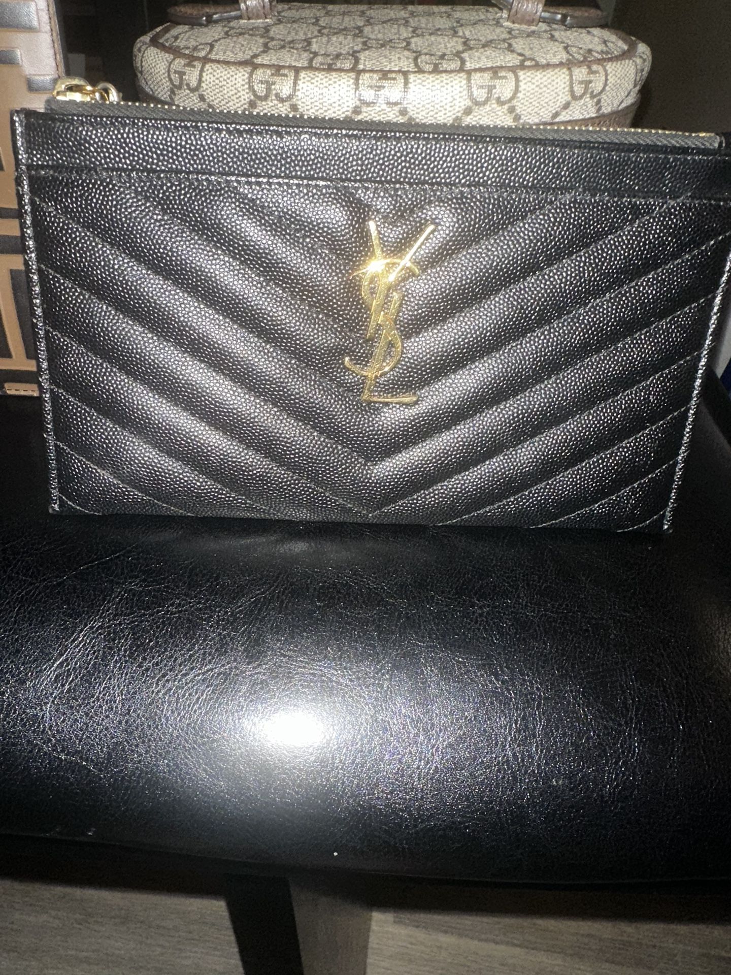Saint Laurent Monogram Matelassé Leather Pouch