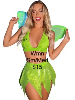 Fairy Green Women’s Costume Small/Medium Halloween Birthday / Disfraz de Hada Wings included