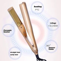 (up To) 446 F Ceramic Hair Straightener, 1 inch Electric Flat Iron, Two-in-One Easy to Control Twist