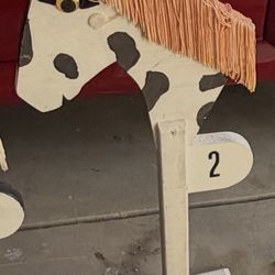 6 Wooden Horse Stands.