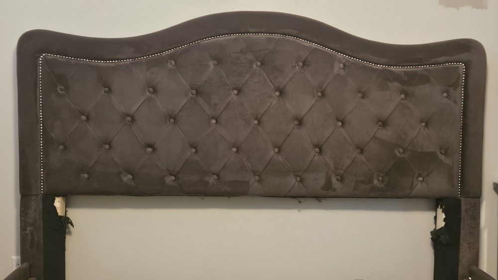 King Bed Charcoal Gray W/Nailhead Details