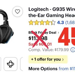 Logitech - G935 Wireless Over-the-Ear Gaming Headse