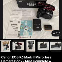 Canon EOS R6 Mark II Mirrorless Camera Body - Mint Complete w Original Packaging