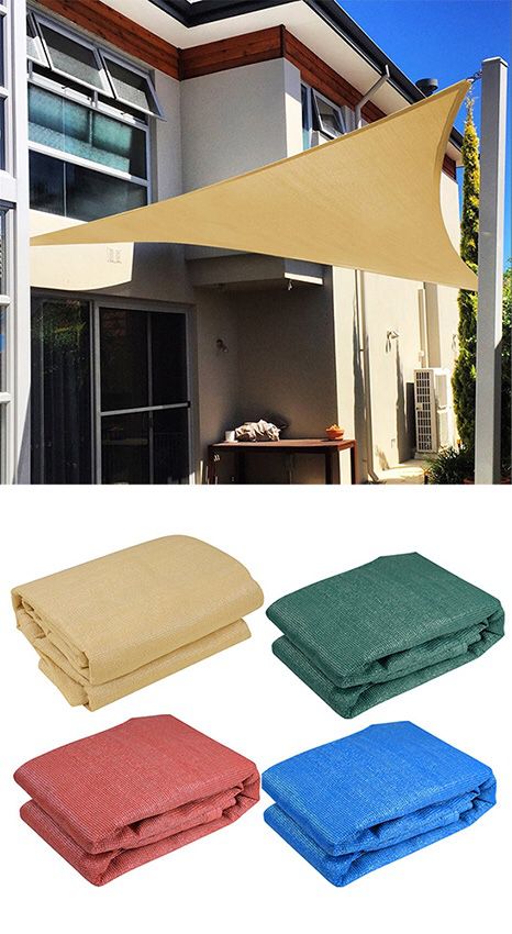 (NEW) $25 each 16.5’ Triangle Sun Shade Sail Outdoor Canopy Patio Cover (Tan, Red, Green, Blue)