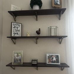 Set Of Three Wood Shelves