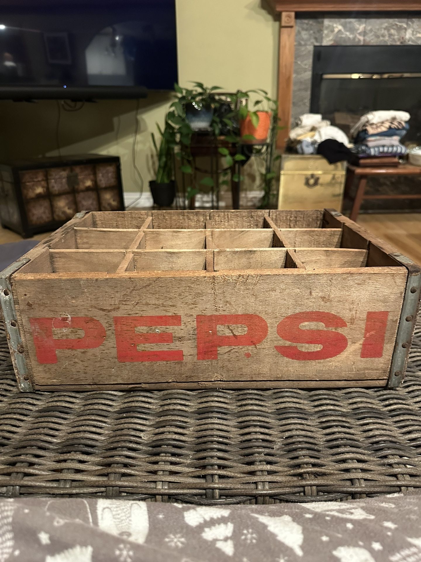 Vintage Wooden Pepsi Cola - Wood Box 12 Slot - 17x12x5.5”