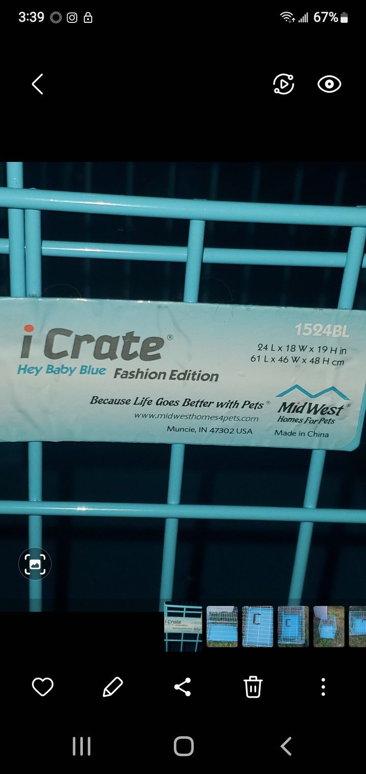 ALMOST NEW i-CRATE  1524BL METAL COLLASPABLE DOG OR CAT CARRIER/ CRATE