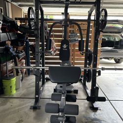Vesta Fitness Smith Machine SM1001/Bumper Plates 230lbs/Olympic Barbell Bar/AdjustableBench/Gym Equipment/Fitness/Squat Rack/FREE DELIVERY