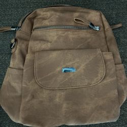 Brown Leather Mini Backpack 