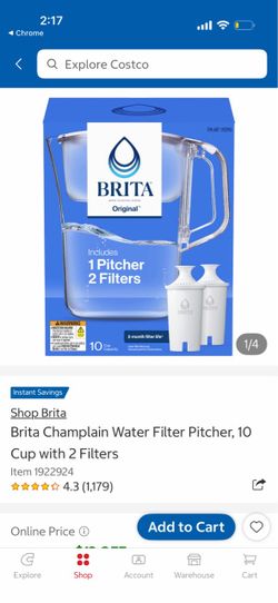 Brita Water Filter 10-Cup Tahoe Water Pitcher Dispenser White: Easy-Fill Lid, Electronic Indicator