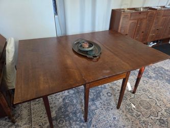 Antique Wood Drop-Leaf Dining Table