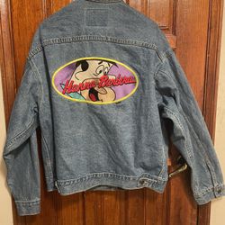 Vintage Blue Denim Flintstones Jacket, XL 