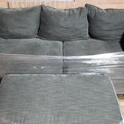 Couch Plush Angle Side With Ottoman