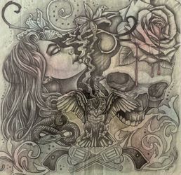 Prison Art, Pencil Drawing On Handkerchief