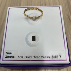 18k Gold Over Brass Size 7 Ring 
