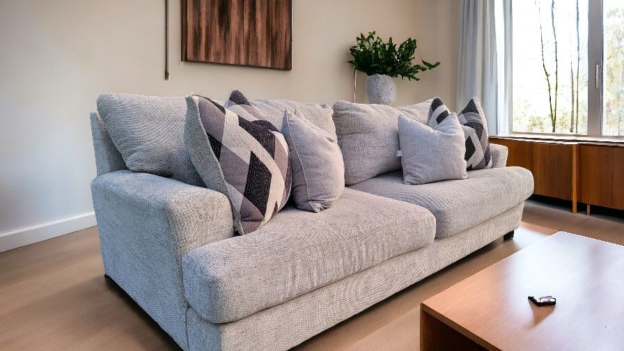 Salt & Pepper Cloth Sofa - (DELIVERY AVAILABLE)