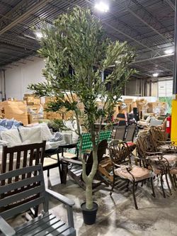 ❤️‍🔥 T) Olive Tree，10ft（120in） Realistic Potted Silk Artificial Olive Tree，