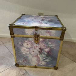 Decorative Metal and Wood Hinged Storage Container 