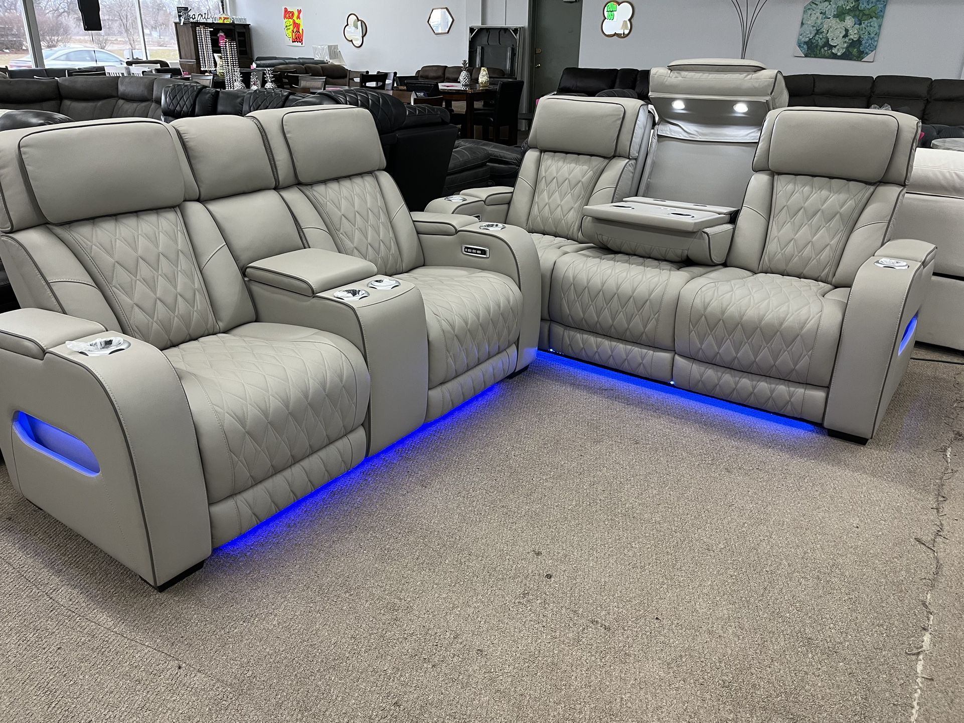 Boyington Real Leather Power Recliner Sofas And Loveseat