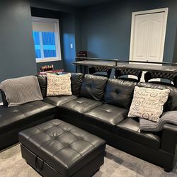 Sectional Sofa Couch 3 Piece Faux Leather With Storage