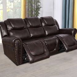 Brown Sofa+Loveseat+Chair Recliners 