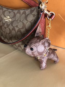Coach Monogram Print Dog Keychain And Bag Charm for Sale in