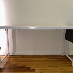 Like New - White 55” Table Desk With Storage Bag And Hook