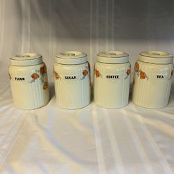 Hall China Orange Poppy Radiance Canisters