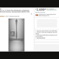 Brand New Stainless Steel GE side by side fridge!