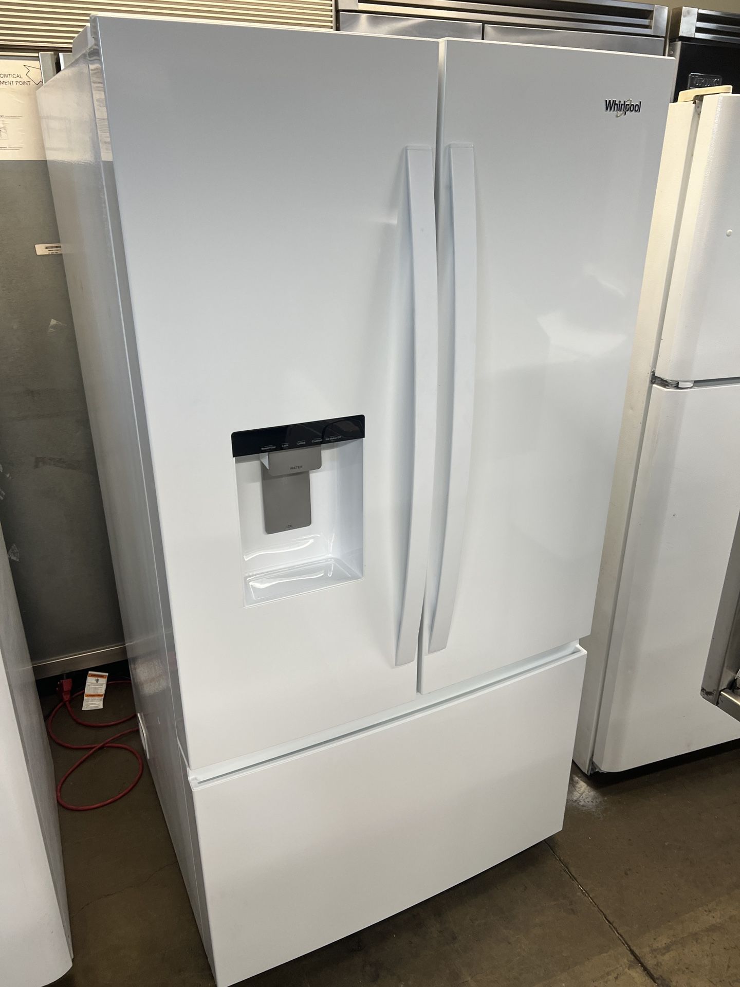 Whirlpool Gloss White French Style Refrigerator Floor Model