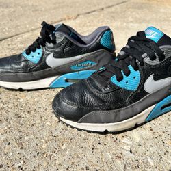 Nike Air Max 90 Leather Blue Black White Grey Men Size 10