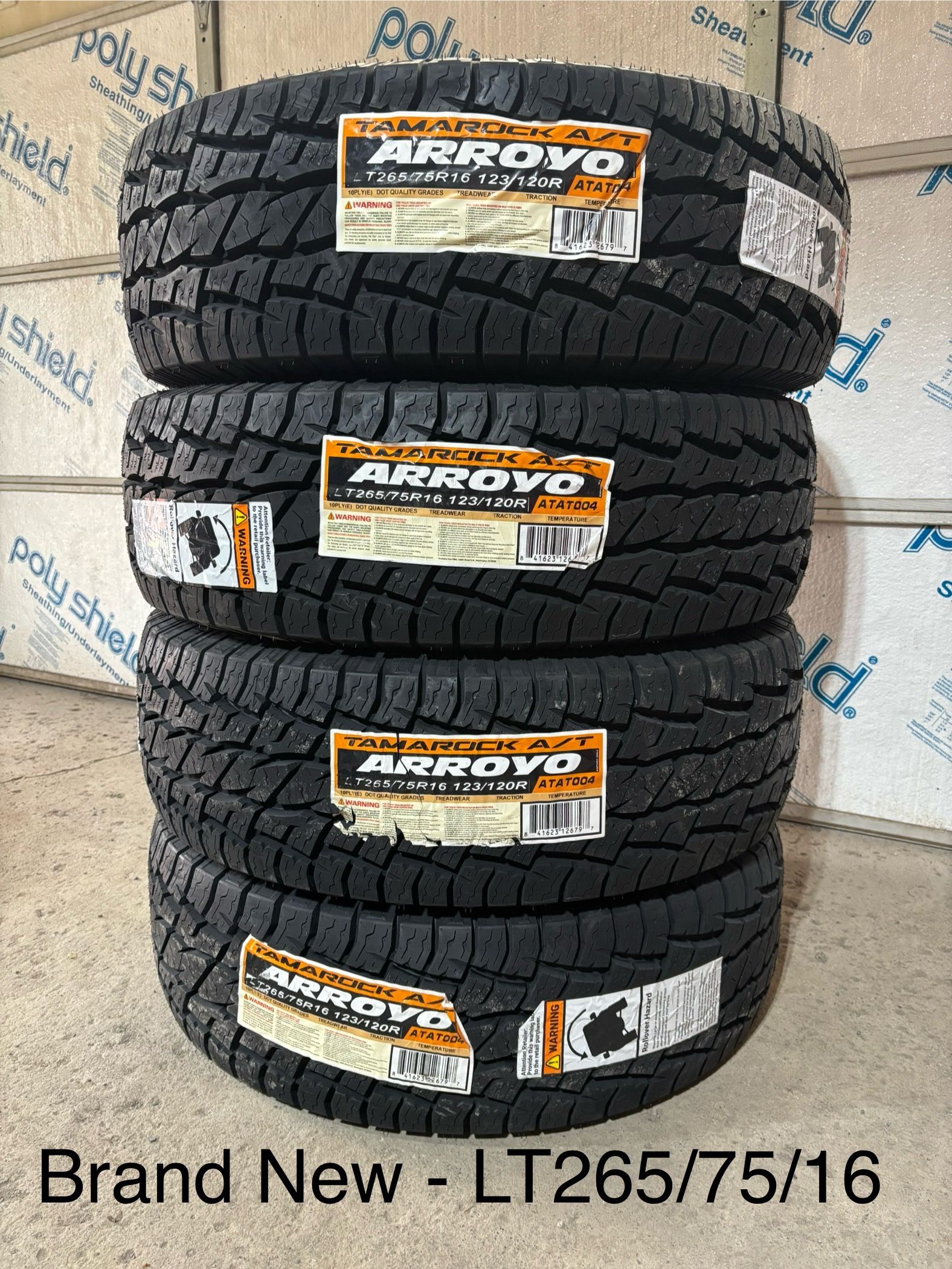 (4) - LT265/75/16 Arroyo Tamarock A/T Tires