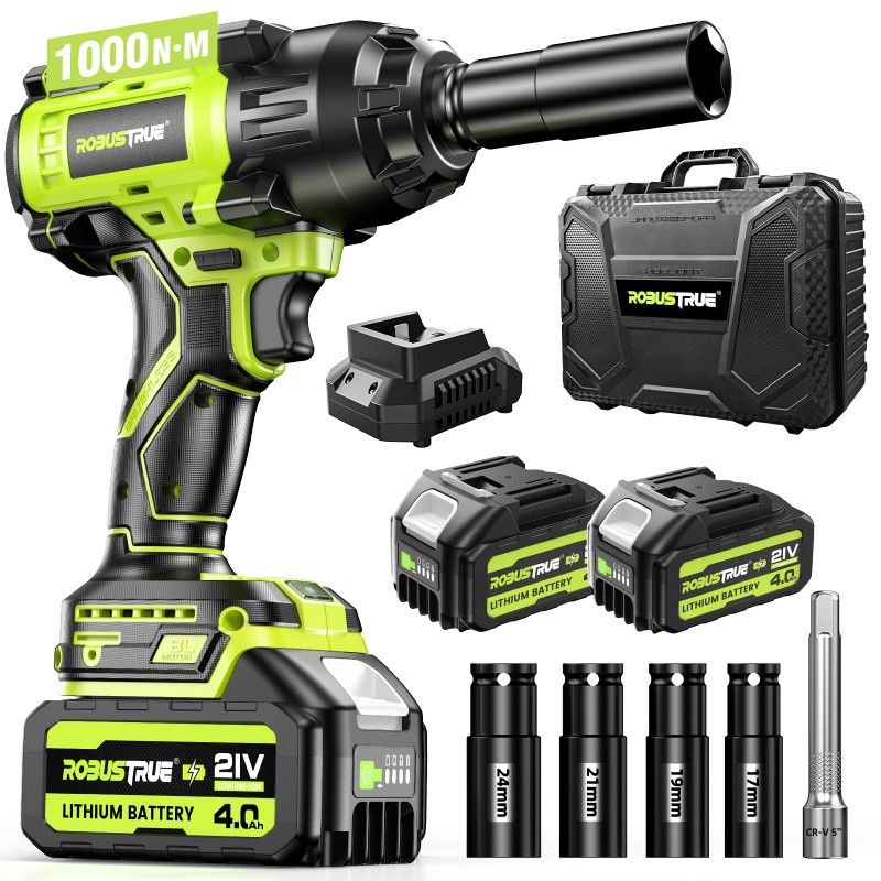 Brand New Robustrue 1000 NM 740 FT-LBS IMPACT WRENCH KIT WITH EVERYHING PICTURED