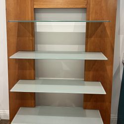 Architectural Slanted Frame Display Shelf – 1990s Z Gallerie – Frosted Glass