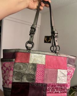 Coach multi Pink patch vintage purse