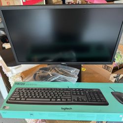2 Monitor One Is DELL & ASUS plus a Logitech Keyboard brand  new 