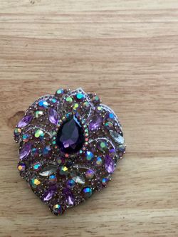 Purple Crystal Rhinestone Brooch Pin