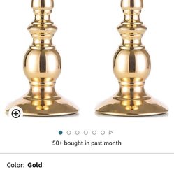 Set Of 2 Gold Candlestick Holders