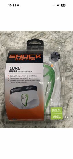 NEW Shock Doctor Boys' Extra Small Core Briefs with Bioflex Cup (Baseball, Football, Lacrosse & Ice Hockey)