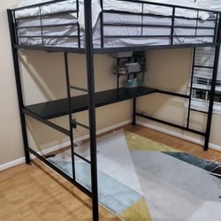 Metal Frame Bed With Computer/Work Station 