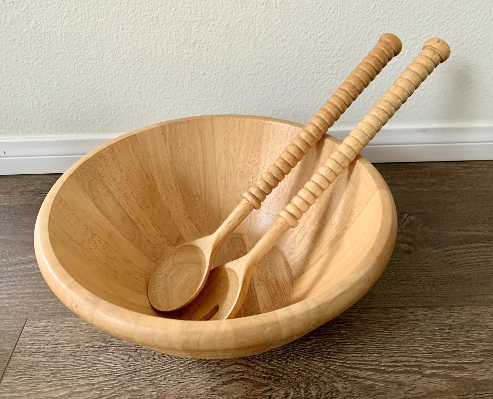 wooden vintage large Bowl With Spoons Strata Ground