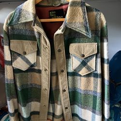 Vintage Silton 60’s 70’s Retro Plaid Jacket Shirt Size Med 