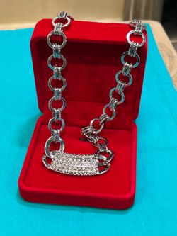 Bijoux Terner silver rhinestone Bijoux Terner Y2K necklace in chain-link design